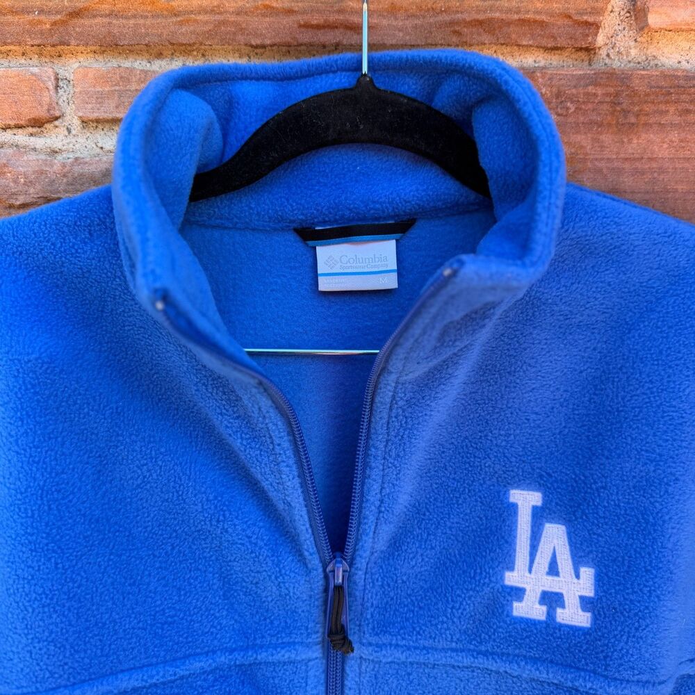 Columbia Los Angeles Dodgers Royal Blue Fleece Jacket Medium Full Zip